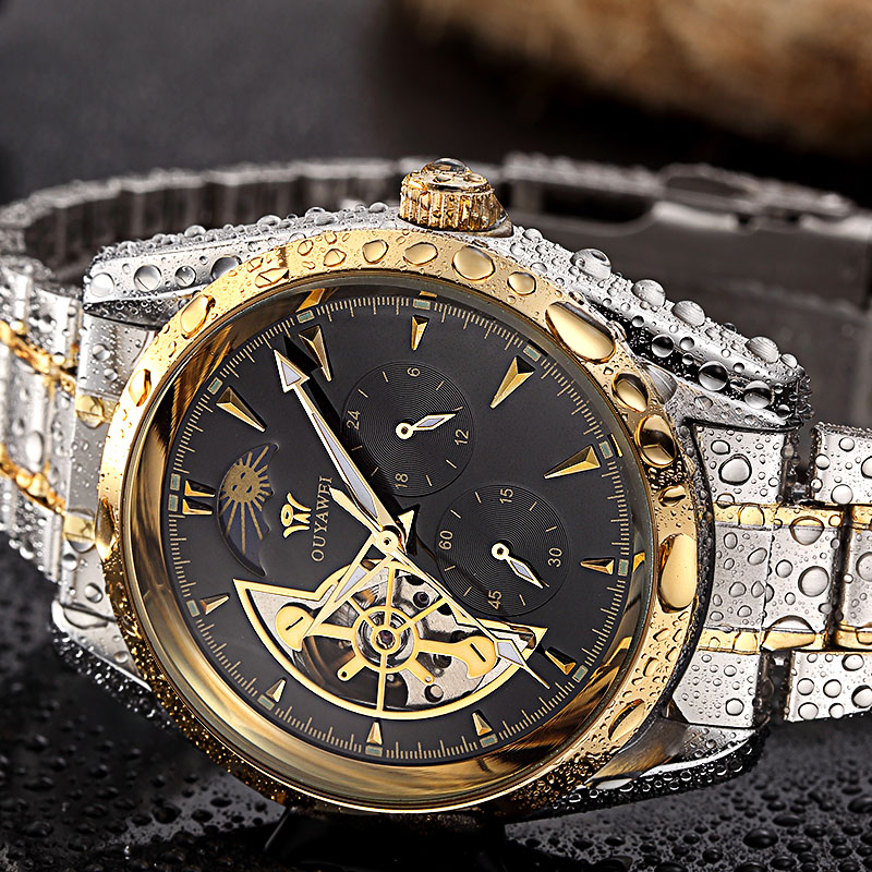 OUYAWEI GOLD Mechanical Men s Wrist Watch 1113